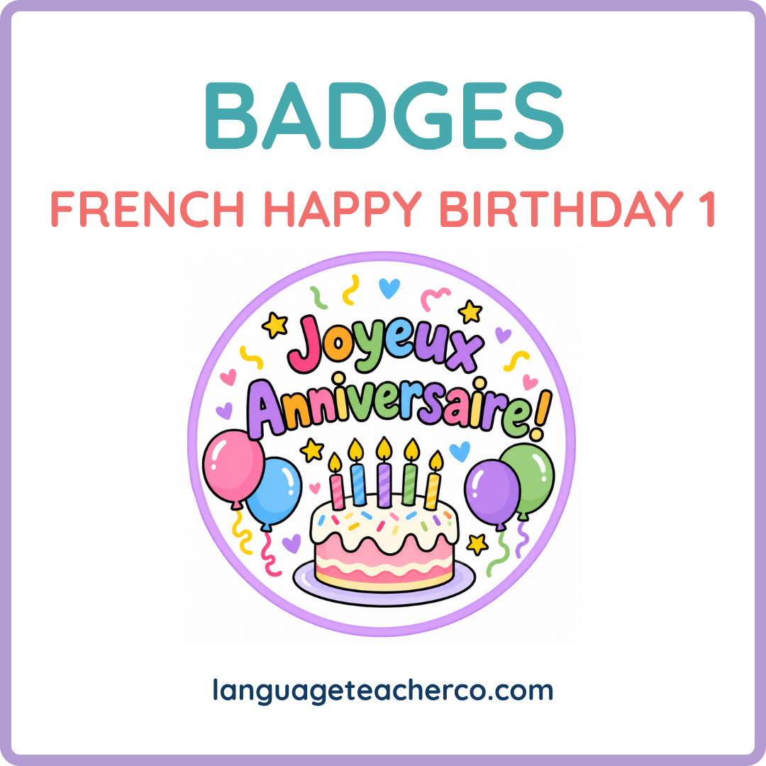 French Happy Birthday 1 Badges