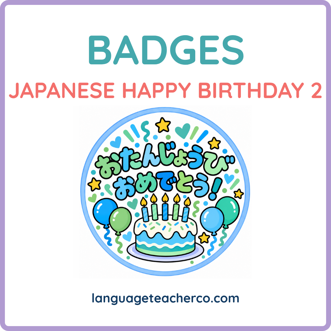 Japanese Happy Birthday 2 Badges