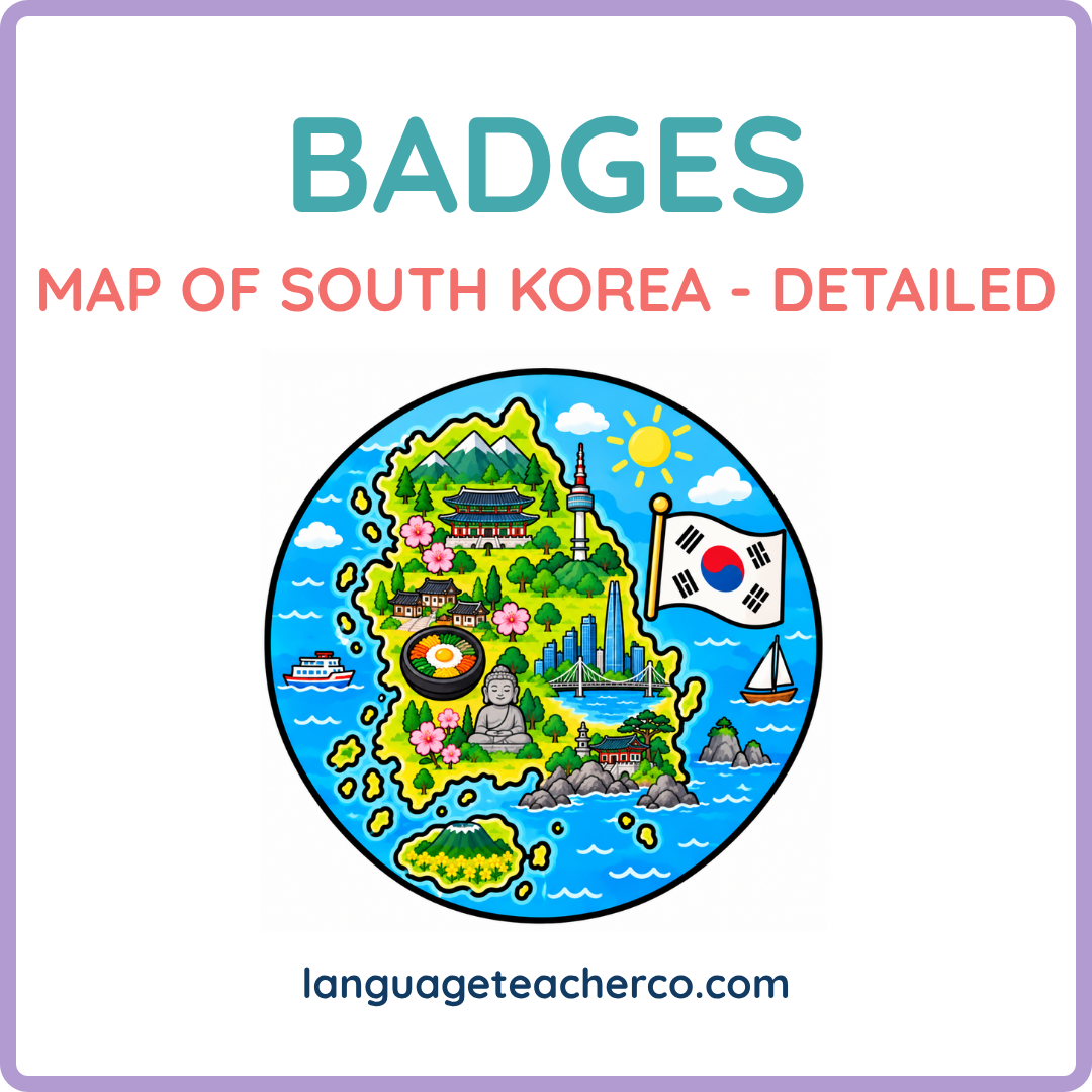Map of South Korea Badges - Detailed Design
