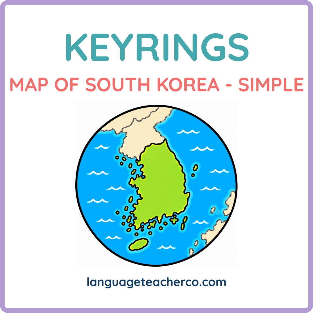 Map of South Korea Keyrings - Simple Design